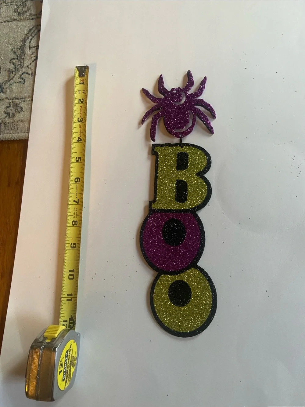 Glitter 'BOO' Halloween Wall Hanging - Purple and Gold Sparkle